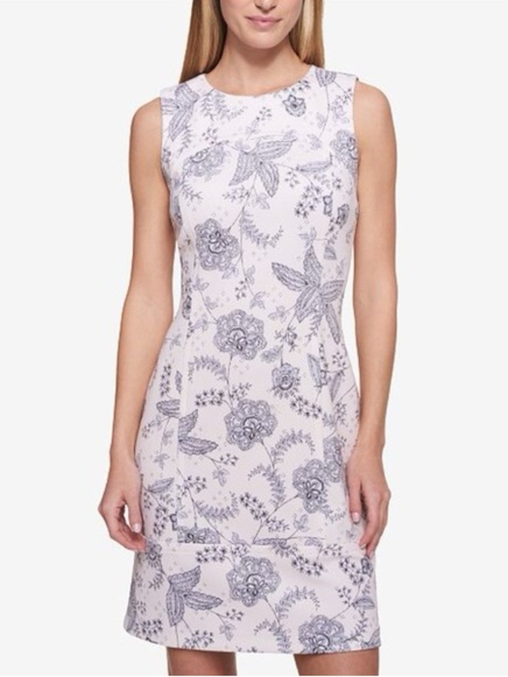 Tommy Hilfiger Sleeveless Floral Sheath Dress in Light Pink 10